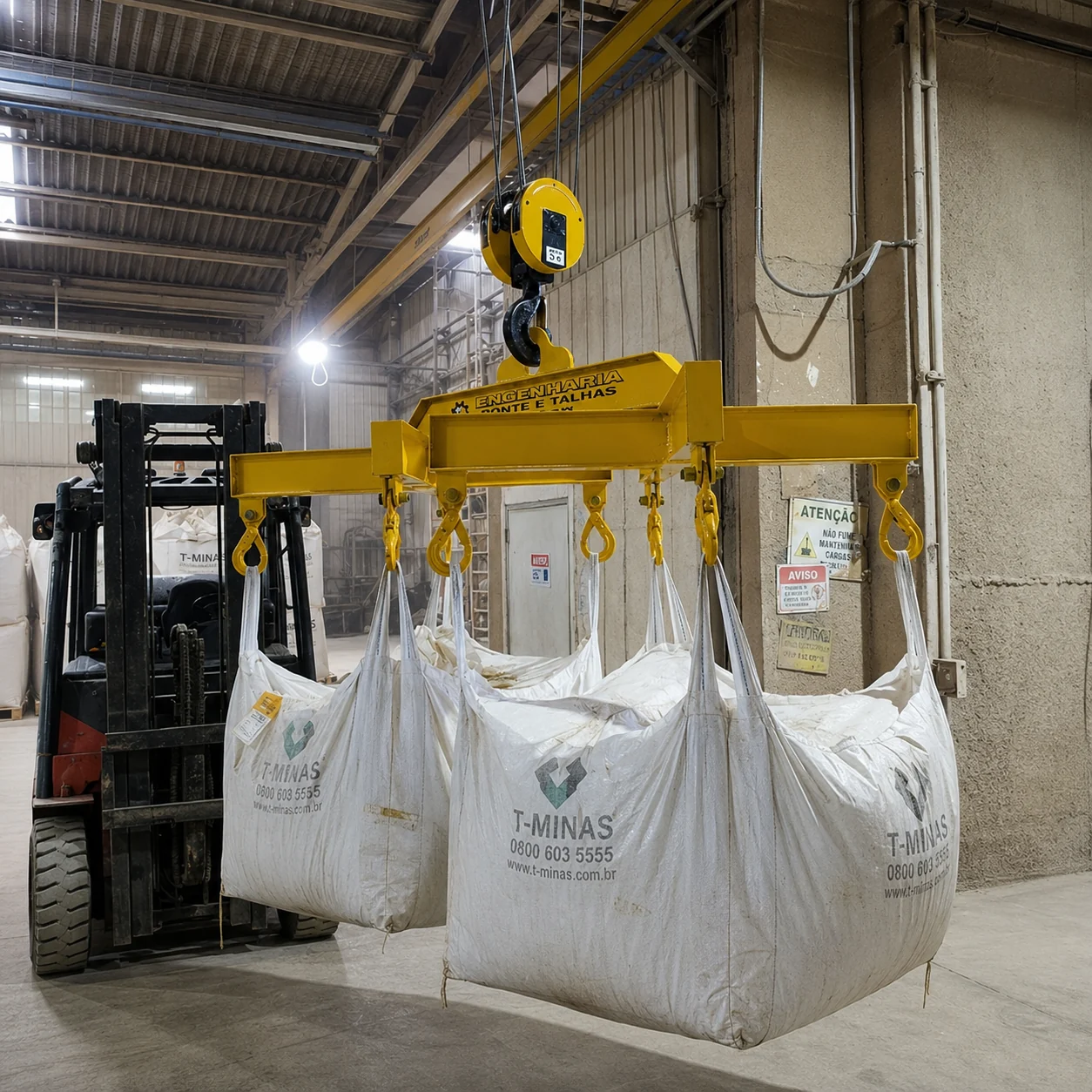 Balancim personalizado movimentando cargas especiais em ambiente industrial